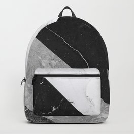Contemporary Marble Stone Rays Backpack | Modern, Geometric, Quartz, Marble, Blackmarble, Grey, Gradient, Graphicdesign, Abstract, Digital 
