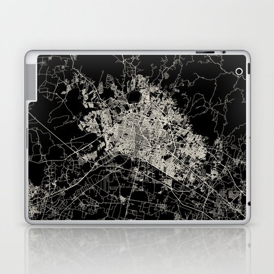 Léon, France - Black and White City Map - Aesthetic Laptop & iPad Skin