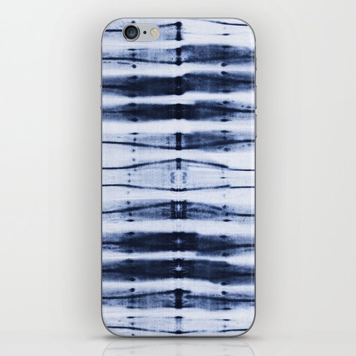 horizontal stripes shibori blue indigo iPhone Skin