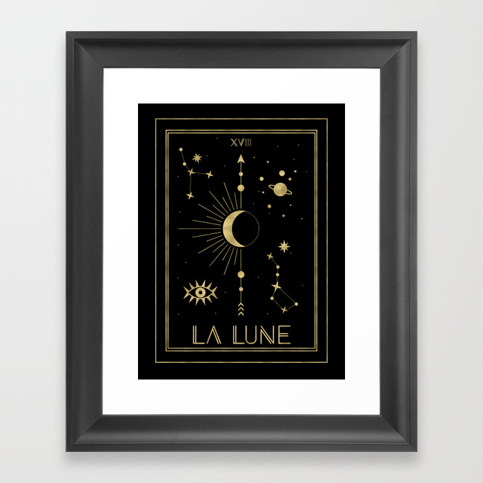 The Moon Or La Lune Gold Edition Framed Art Print by Cafelab