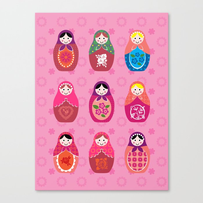 Matryoshka dolls pink Canvas Print