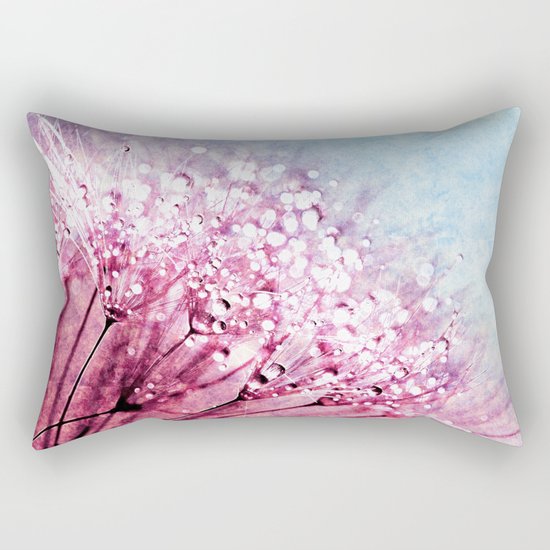 Mauve Lavender Blue Dandelion Dew Flowers Rectangular Pillow