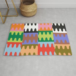 Funky Modern Wavy Shapes | Color Block Pattern Area & Throw Rug
