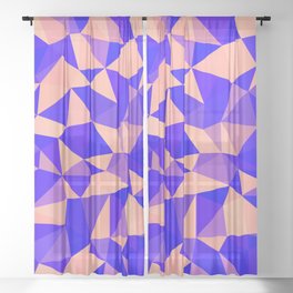 Blue and Peach Multicolor Geometric Triangles Pattern  Sheer Curtain