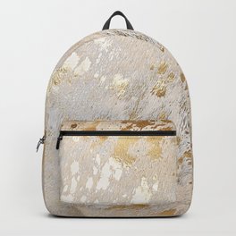 Gold Hide Print Metallic Backpack | Pattern, Gold, Photo, Shiny, Natural, Animalskin, Ranch, Leather, Skin, Texture 