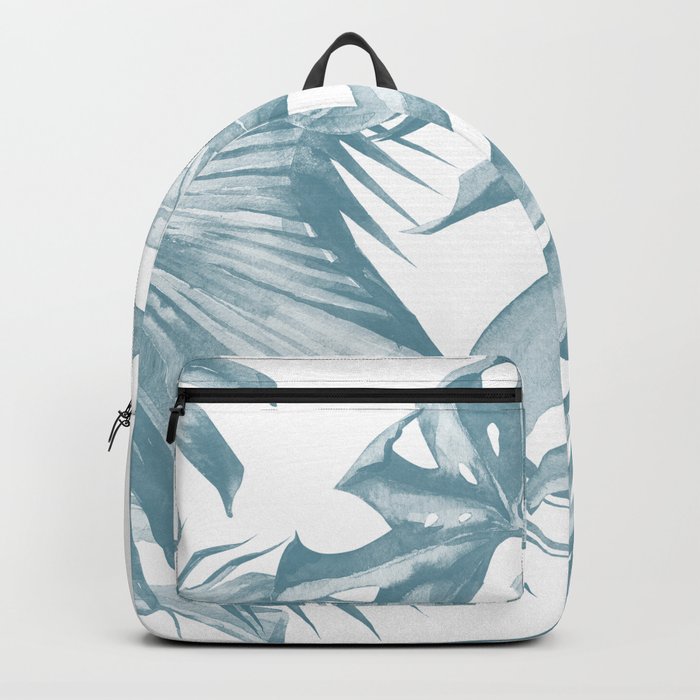Island Dream Teal Blue Leaves Backpack