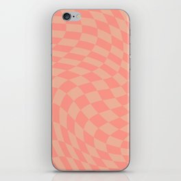 Coral pink swirl checker iPhone Skin
