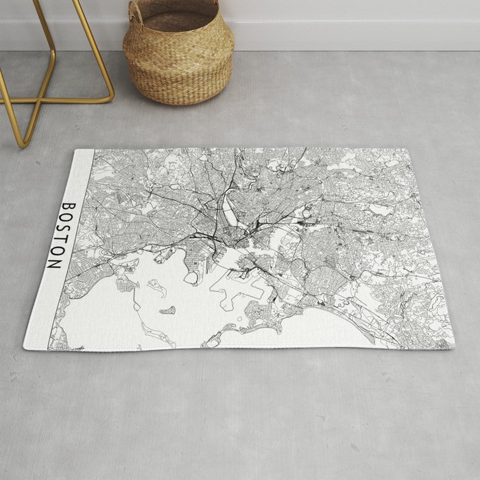 Boston White Map Rug By Multiplicity Society6 Boston White Map Rug By Multiplicity
