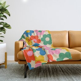 Little Flowers Colorful Floral Pattern in Rainbow Pop Colors 4 Throw Blanket
