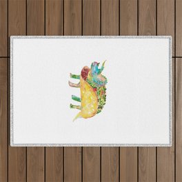 Triceratops taco dinosaur painting watercolour Outdoor Rug