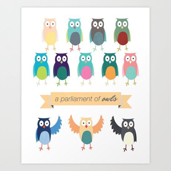 A Parliament of Owls Art Print