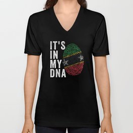 It's In My DNA - St Kitts and Nevis Flag V Neck T Shirt