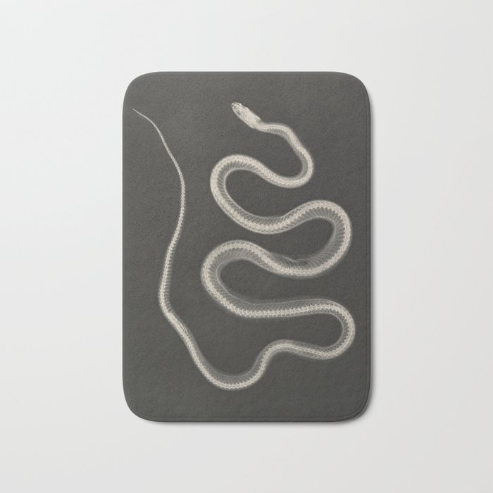 Animal Print, Weird Paintings, Skeleton Art, X-Ray Poster, Scientific Poster - Black and White Snake Bath Mat