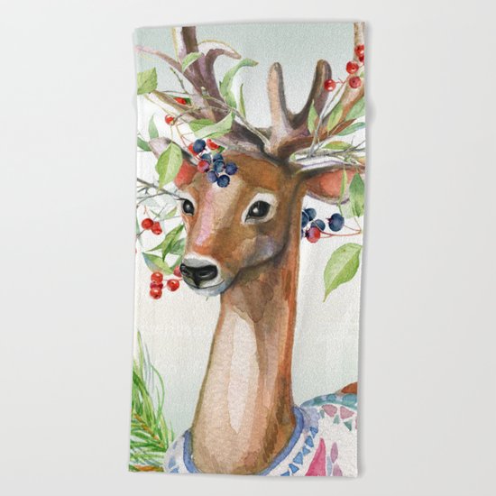 Winter animal #4 Beach Towel