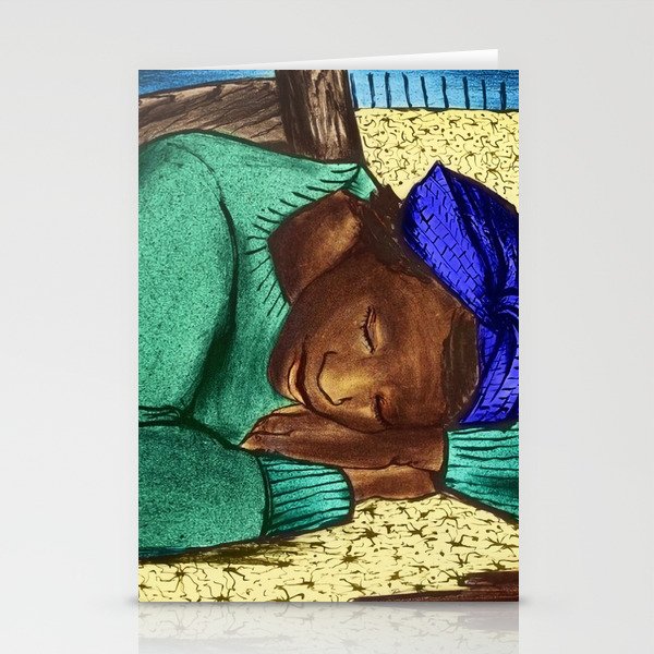 African-American Masterpiece 'American Dreaming' - Sleeping Girl portrait painting Stationery Cards