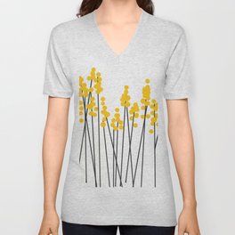 Hello Spring! Yellow/Black Retro Plants on White #decor #society6 #buyart V Neck T Shirt