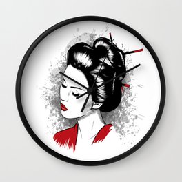 Geisha - Japanese Girl Portrait traditional Japan Woman Wall Clock