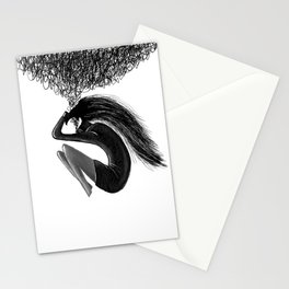Disturbing  thoughts of a young girl digital art black and white graphics Stationery Card