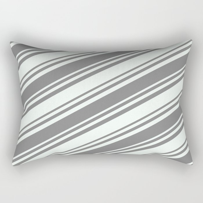 Gray and Mint Cream Colored Lines/Stripes Pattern Rectangular Pillow
