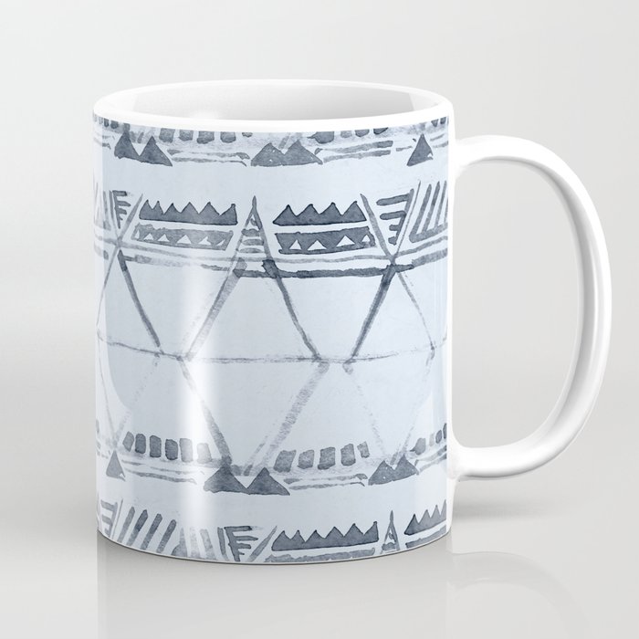 Simply Tribal Shibori in Indigo Blue on Sky Blue Coffee Mug