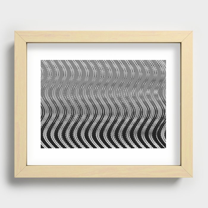 Silver Symphony: Shades of Grey Ombre Wave Recessed Framed Print
