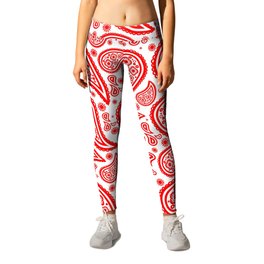 Paisley (Red & White Pattern) Leggings | Bandannas, Paisleys, Ornament, Kerchief, Bandanas, Indian, Paisley, Patterns, Ethnic, Bandanna 