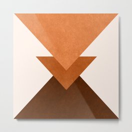 Geometric Blocks in Terracotta Metal Print
