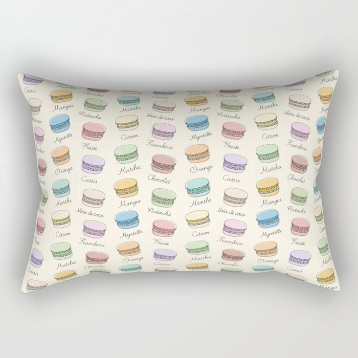 French Macarons Pattern on Vanilla Rectangular Pillow