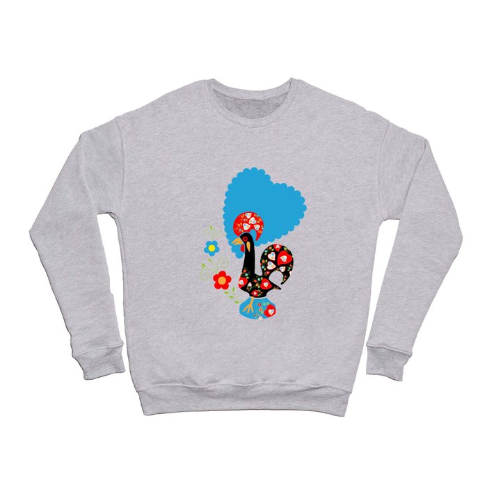 Portuguese Rooster of Luck with blue dots Crewneck Sweatshirt
