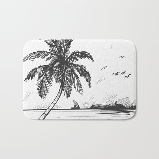 Beach graphic sketch art Bath Mat
