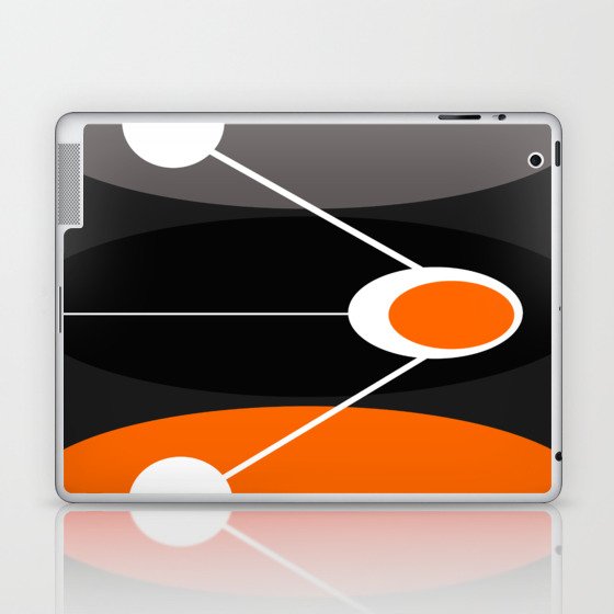 Orange, black, and gray Mid Century Modern Print Laptop & iPad Skin