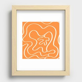 Minimalist line orange flower Recessed Framed Print