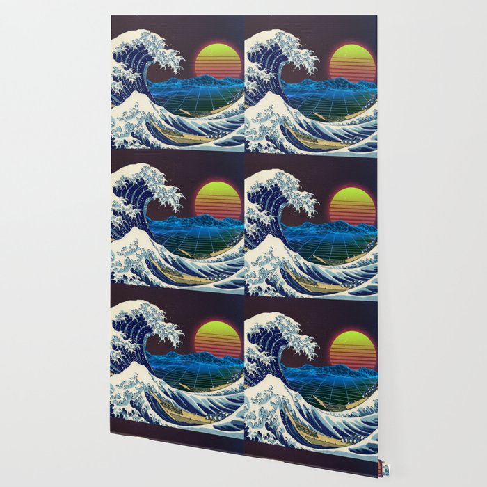 Synthwave Space 9 The Great Wave Off Kanagawa Wallpaper By