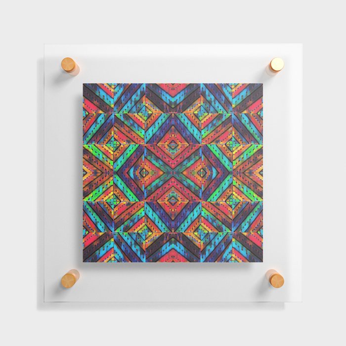 Tropical Diamond Mandala Pattern Floating Acrylic Print