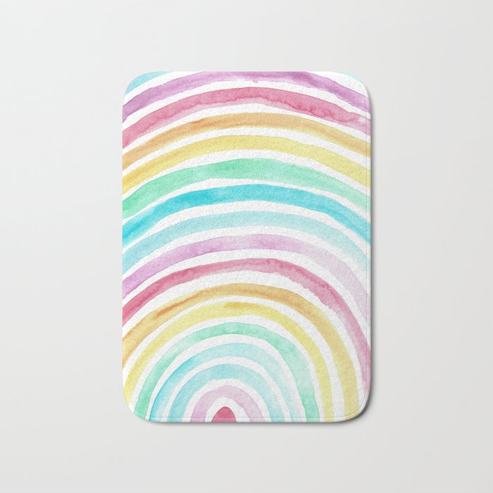 Pastel Watercolour Rainbow art Bath Mat