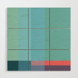 Geometric Modern Rectangle Square Design in Blue and Turquoise Wood Wall Art