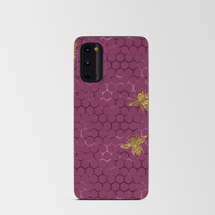 Burgundy Metallic Honeycomb Bees Pattern Android Card Case