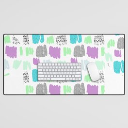 Abstract geometrical pink teal lilac polka dots brushstrokes Desk Mat