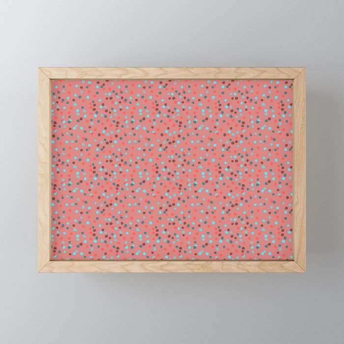 Dots - Coral Framed Mini Art Print