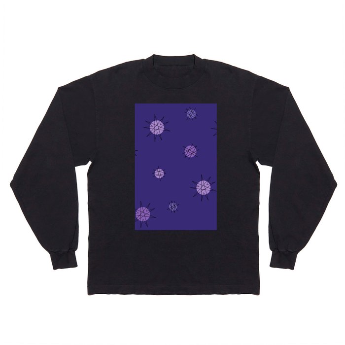 Atomic Age Starburst Planets Indigo Blue Purple Long Sleeve T Shirt