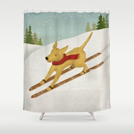 Yellow Labrador Dog Ski Shower Curtain