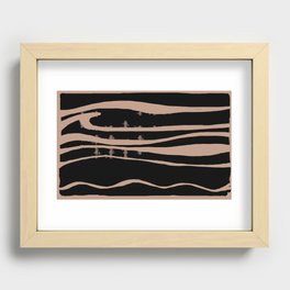 Minimalistic Black Wave Painting Pattern Recessed Framed Print