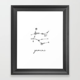 Gemini Floral Zodiac Constellation Framed Art Print