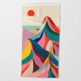 Mid Century Rainbow Mountains Beach Towel