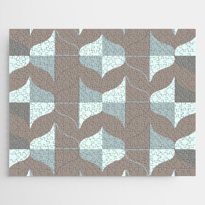WHALE SONG Midcentury Modern Organic Shapes Warm Gray Jigsaw Puzzle