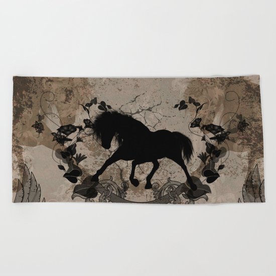 Horse silhouette Beach Towel