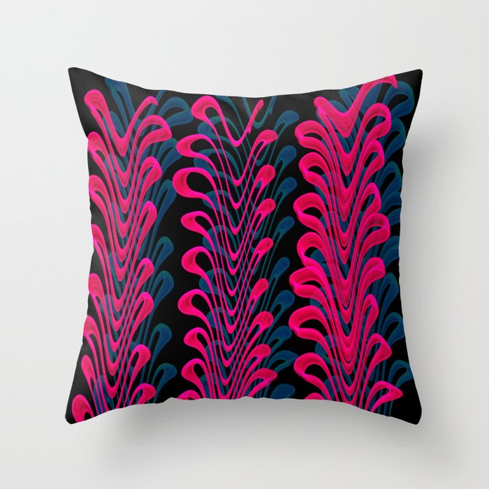 Neon Psychedelic Seaweed design Throw Pillow