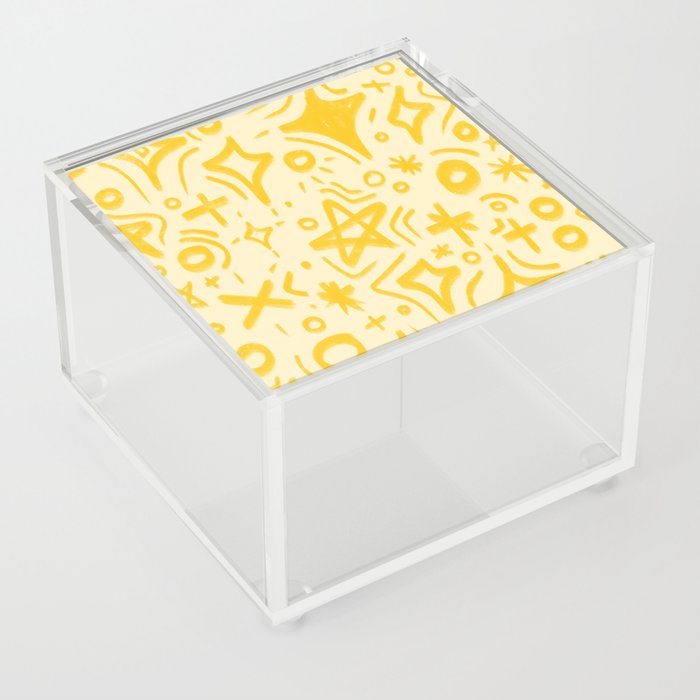 Doodle Stars Yellow Acrylic Box