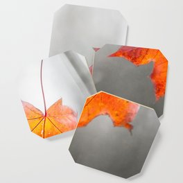 Red Maple Leaf On Grey - Velvet Autumn Coaster