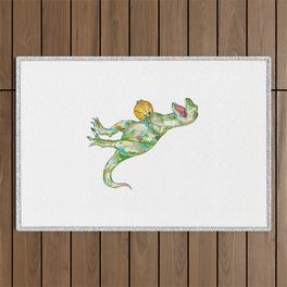  T-rex basketball dinosaur painting watercolour Outdoor Rug